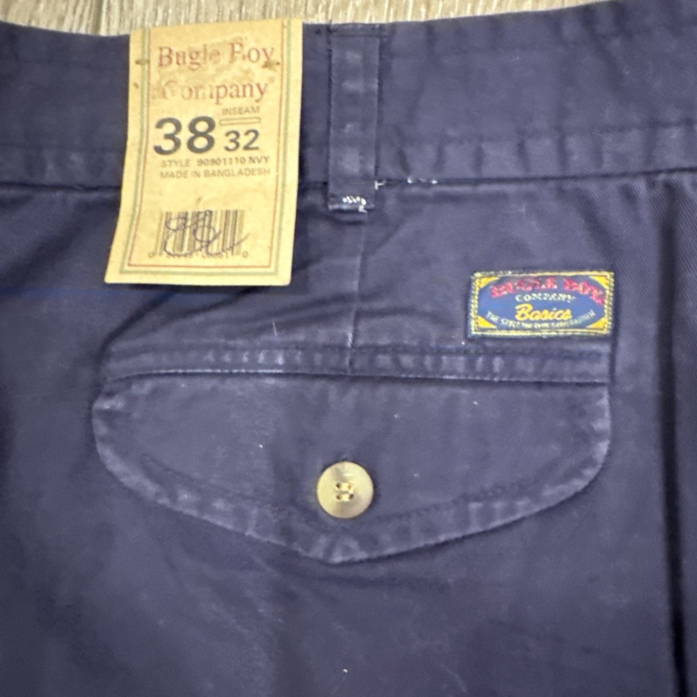 Vintage Bugle Boy Company Pants Sz 38wx32L Navy Khakis Chinos Straight Trousers - Picture 8 of 11